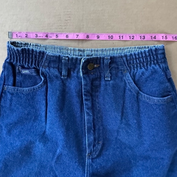 Vintage Lee Womens Jeans Size 12 High Rise USA Made Elastic Waist Denim - Picture 10 of 13